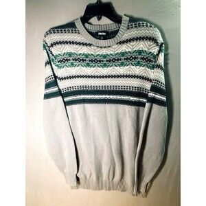 KingSize Sweater Mens XL Gray Multicolor Winter Nordic Graphics Pullover